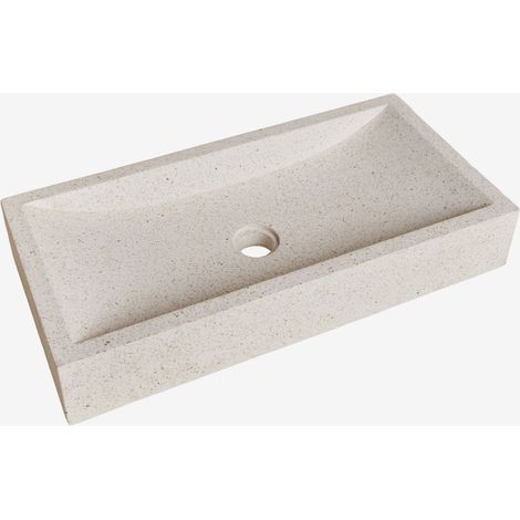 Lavabo rectangulaire 60x30 cm en ciment Richard SKLUM Blanc de Pierre