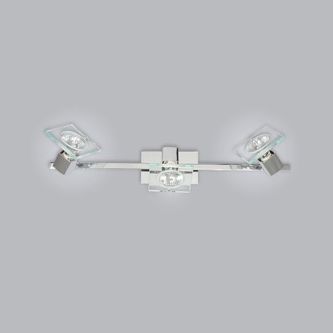 Applique Contemporanea Square Metallo Cromo Vetro Bianco Extrachiaro 3 Luci Gu10 (1/2)