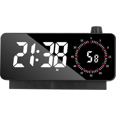 Digitaler Doppelwecker mit einstellbarer Helligkeit, Temperaturanzeige, 5-Minuten-Schlummerfunktion, Tischwecker für Nachttisch und Büro, schwarzes Gehäuse, rote Beschriftung (1/5)