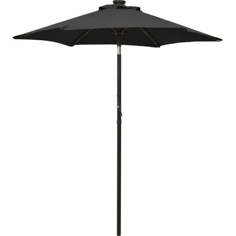 Parasol de jardin avec éclairage LED, noir, 200 x 211 cm, aluminium (1/5)