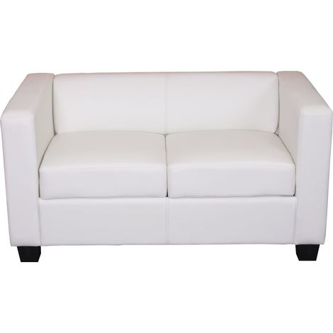 [NON UTILIZZATO] Divano sofa 2 posti lounge moderno elegante serie Lille M65 75x137x70cm ecopelle bianco