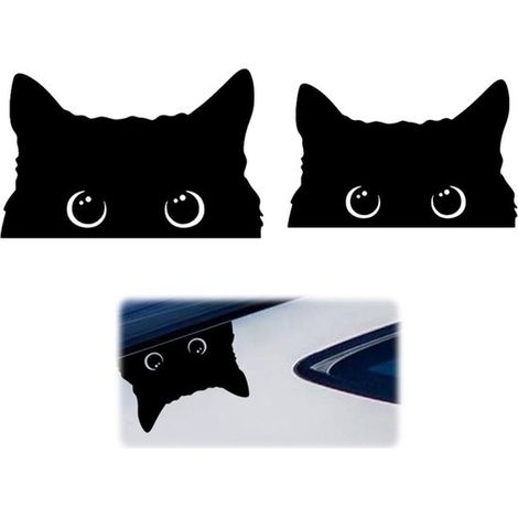 Adesivi per auto con simpatici gattini, in pellicola vinilica riflettente, autoadesivi, divertenti, 2 pezzi (1/5)