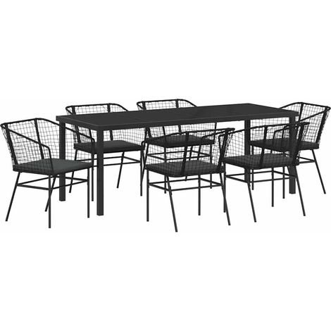 Maison Exclusive - Set da Pranzo per Giardino 7 pcs Nero polyrattan