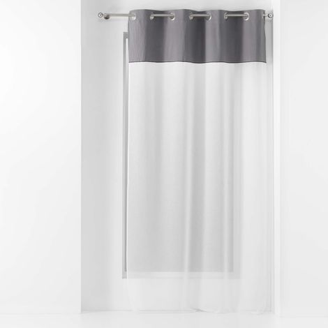 Voilage a oeillets 137 x 240 cm voile sablé + haut coton Jolibel Gris (1/4)