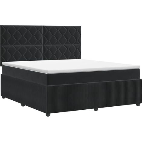 Lit boxspring avec matelas Noir 180 x 200 cm Velours vidaXL (1/5)