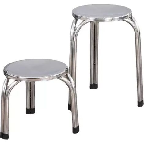 Tabouret rond d'angle empilable, plusieurs tailles en acier inoxydable, style moderne simple pour salle à manger et sol