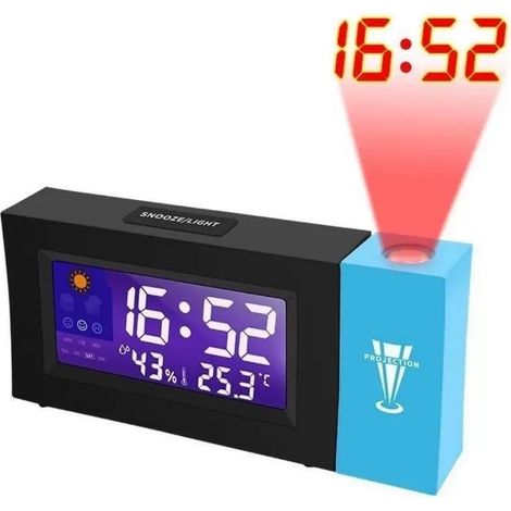 Horloge projection multifonction température humidité réveil chambre (1/5)