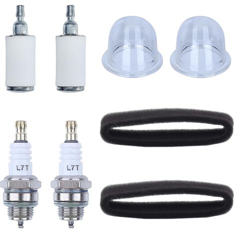 753-06417 Air Fil-ter + Fuel Fil-ter + Primer Bulb + Spark Plug for MTD Troy-Bilt TB22EC TB32EC TB35EC TB22 TB2MB Trimmer Murray H2500 M2500 M2510 M2550 MS2550 MS2560 Weed Eater Brushcutter (1/5)
