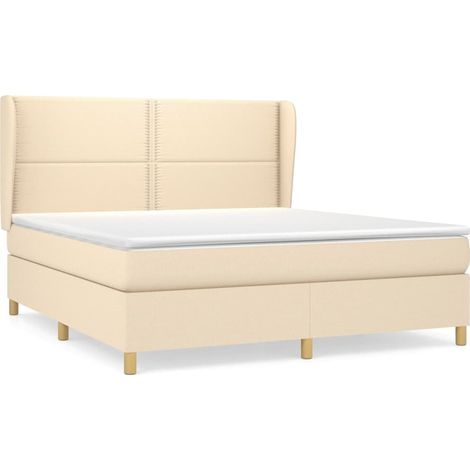 Maison Exclusive - Sommier à lattes de lit avec matelas Crème 180x200 cm Tissu (1/5)