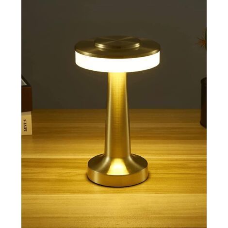 Métal sans Fil avec Veilleuse de Bureau Rechargeable à Capteur Tactile, Lampe de Table LED Portable, Bar Restaurant Café Chambre Lampe de Chevet,gold [Classe énergétique A] (1/5)