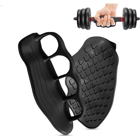 Gant Musculation Homme Femme,1 Paire Silicone Gants Musculation Hommes Femme,Portable Protege Main Musculation pour Haltérophilie/Fitness/Haltères,Antidérapant,Protection de la Paume,Noir (1/5)