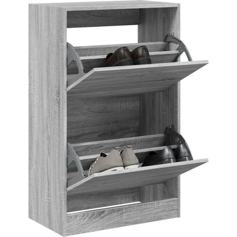 Schuhschrank Grau Sonoma 60x34x96,5 cm Holzwerkstoff