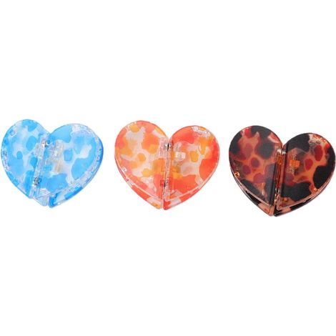 Lot de 3 Pinces à Cheveux en Forme de Cœur, Pinces à Cheveux Antidérapantes à Forte Tenue avec Aimant pour Femmes et Filles, Accessoires pour Imprimés Léopard 3D pour (1/5)
