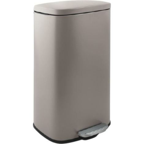 Spirella – Poubelle à pédale 50L en acier – Insert plastique avec poignée – Ouverture facile – Dimensions 42,7x29,7x64,3cm – Couleur taupe mat