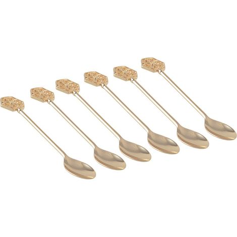Lot de 6 Cuillères à Café Dorées en Métal Style Oriental - Petites Cuillères 11 cm - PANGIVO (1/4)
