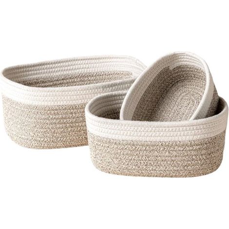 Cesti portaoggetti (set di 4: 1 grande, 1 medio, 2 piccoli, marroni) Cesti in corda di cotone intrecciata, scatole portaoggetti, cesti intrecciati, cameretta dei bambini (1/5)