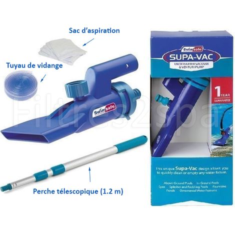 Aspirateur de piscine électrique – Compatible piscines hors sol et enterrées – Manche réglable en aluminium – Surface d'action 100m² – Kerlis