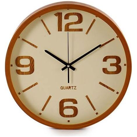 Horloge Murale Ronde Effet Bois - 40cm
