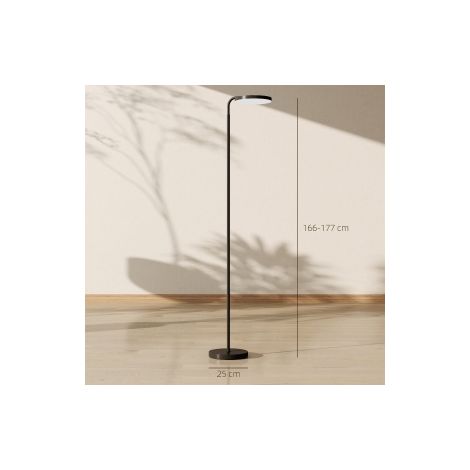Lampadaire LED noir en métal avec télécommande magnétique, bras flexible réglable et abat-jour orientable pour salon et bureau (1/5)