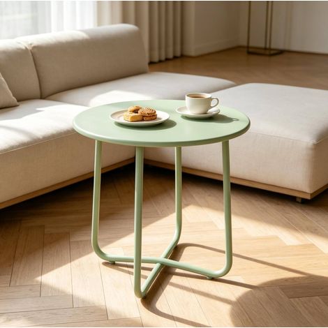 Mesa auxiliar de exterior de metal verde Ø 48 x 51 cm (1/5)