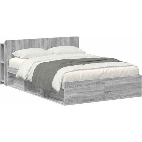 Bed Frame with Storage Grey Sonoma 140 x 190 cm Engineered Wood vidaXL (1/5)