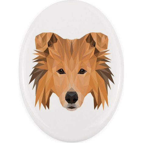 Collie de pelo largo - placa geométrica con foto e inscripción de Art-Dog (1/4)
