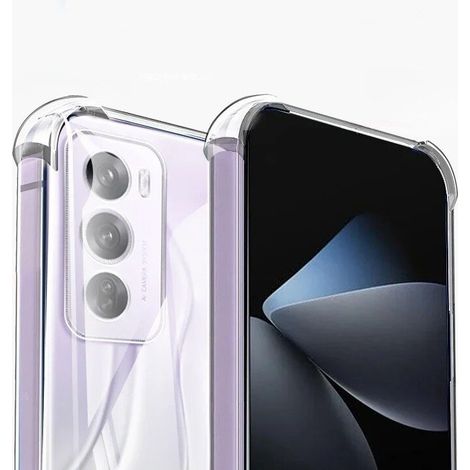Custodia antiurto + vetro temperato 3D per Oppo Reno 12 Pro, trasparente/cornice nera (1/5)
