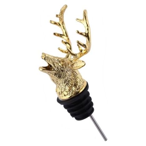 BUNTHAUS Verseur à alcool, verseur à vin en alliage de zinc avec une forte tension, en forme de tête de cerf, style vintage, durable et résistant à la rouille, pour 18-20 mm (doré) (1/5)