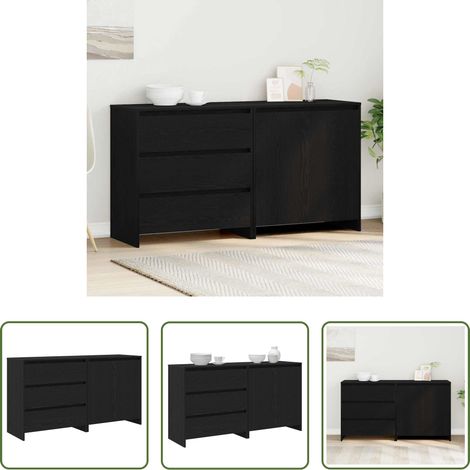 vidaXL Aparador 2 uds. Negro 70 x 41 x 75 cm Madera de ingeniería (1/5)