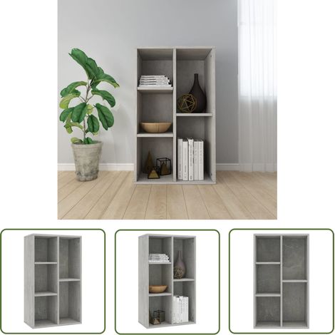 Étagère de Rangement Bibliothèque/Buffet, Montage facile, Gris béton 50x25x80 cm Aggloméré OIB8179E (1/5)