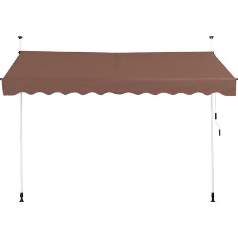Tenda da sole retrattile 300 x 125 cm regolabile in altezza da 200 a 300 cm offre protezione termica e una decorazione moderna in alluminio marrone 200010434