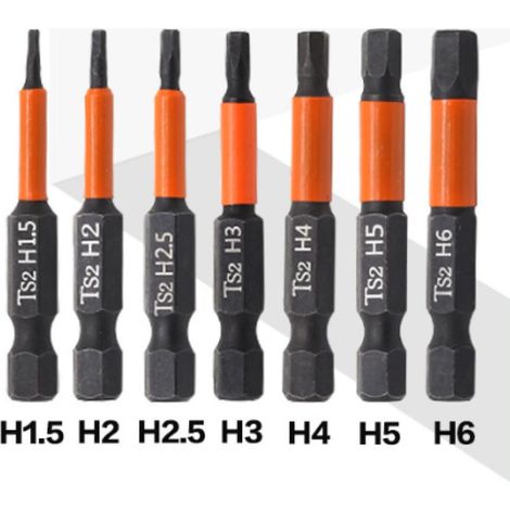7pcs 50mm Embout Allen Visseuse Hex Tige Tournevis en Acier S2 Embouts de Tournevis Magnétiques à Queue de 1/4 Pouce (1/5)