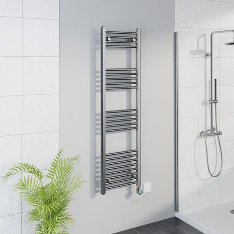WiFi Thermostatic Straight Towel Rail Timer Chrome 1400x400mm