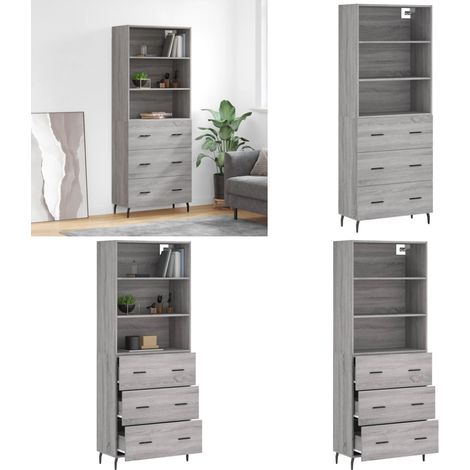 Highboard Grau Sonoma 69,5x34x180 cm Holzwerkstoff - Holzwerkstoff - Schrank (1/5)