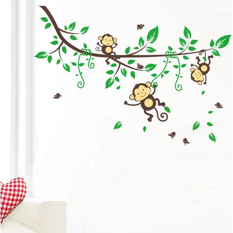 Wandaufkleber Affen auf Weinrebe Tier-Wandaufkleber Babyzimmer (1/3)