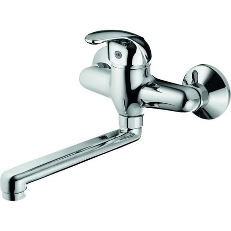 Miscelatore Monocomando a Parete con Canna Girevole per Lavabo Acciaio
