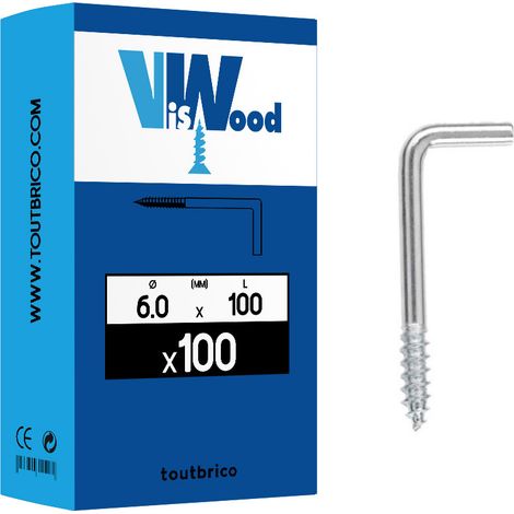 100 gonds à vis 6 X 100mm zingué - Viswood