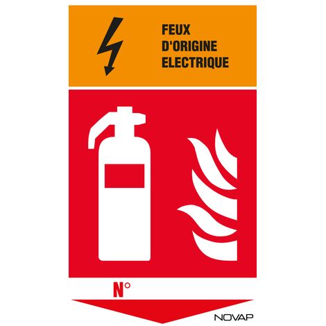 Panneau Extincteur feu d'origine éléctrique - Rigide 330x200mm - 4034904