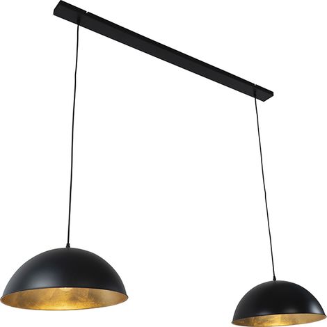 Industrielle Hängelampe schwarz mit goldenen 2 Lichtern - Magnax