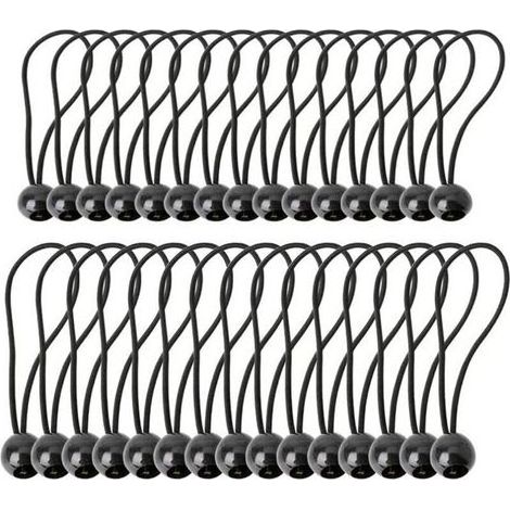 Lntyq Lot de 40 tendeurs avec boules, tendeurs de bâche, attaches de bâche, sangles élastiques réglables pour tente, camping, articles ménagers, auvents, drapeaux (1/4)