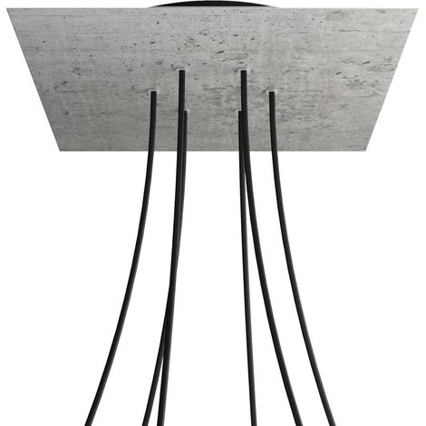 creative cables Rose-One XXL Rosette Square, 400 mm avec 6 trous et 4 trous latéraux - Ciment, noir (1/5)