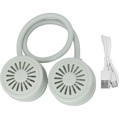Foldable bladeless neck fan, silent, USB charging, small portable hanging fan for camping, travel, hiking, sports, green (1/5)