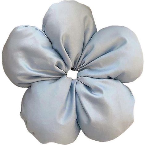 Chouchou en forme de fleur pour cheveux d'été, bandeau 3D en éponge avec fleur, couleur unie, élastique sûr-Blue (1/5)