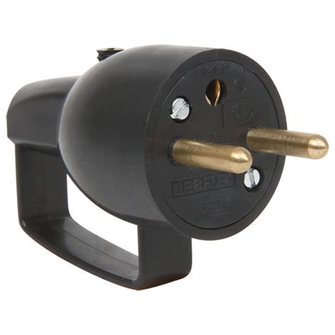 DEBFLEX - FICHE MALE AVEC ANNEAU 2P+T 16A DROITE A COIFFE NOIR - 713160