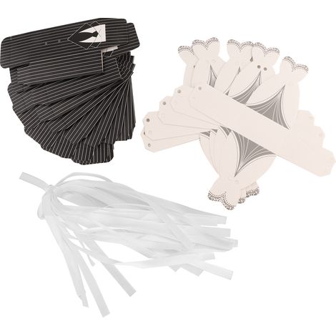 Lot de 50 boîtes à dragées de mariage en forme de smoking et de robe, avec ruban et étui en papier pour emballage cadeau (1/5)