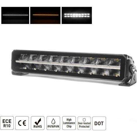 42,8 cm / 17 Zoll 12V–24V LED-Bar / LED-Leiste Piano-Design LED-Scheinwerfer Super leistungsstark Weißes und oranges Licht Größe