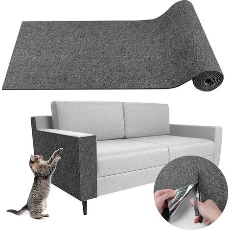 Tapis griffoir pour Chat adhésif Tapis grattoir Protection canape Chat Anti Griffe (Gris Clair, 40×200cm) (1/5)
