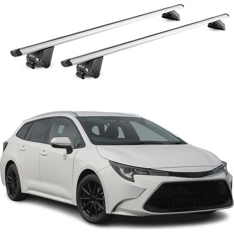 OMAC Barres de toit aluminium certifiées TÜV pour Suzuki Swace 2020-2026 – Pour rails de toit intégrés – Rainure en T – Charge max 100 kg – 2 antivols Argent (1/5)