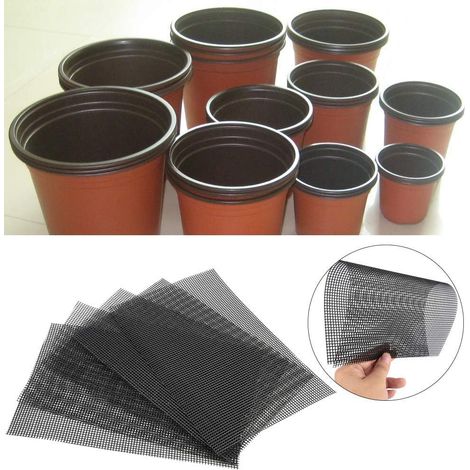 5 Piece Square Planter Mat 30 X 20 cm, Planter Mat Gardening Mesh Planter, Black Mat Hole Mesh Mat Breathable Mesh Mat for Garden Plants, Bonsai Garde (1/5)