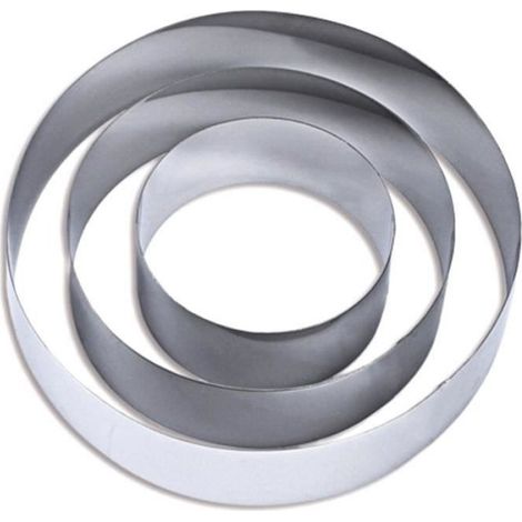 3 Anneau à gâteau, Acier inoxydable, Diamètres 10cm 15cm 20cm, Pour biscuits tartes muffins, Cuisine maison (1/3)